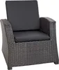 A single outdoor chair with black cushions, shown from the front. Náhľad obrázku produktu
