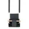 A baby swing seat with wooden bars and dark gray fabric, suspended by white ropes. Produktbild-Vorschau