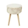 Runder Hocker im Boho-Design – ø 30 x 41 cm – Holzbeine und Produktbild-Vorschau 4