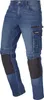 A pair of blue workwear-style jeans with black knee patches and a cargo pocket. Produktbild-Vorschau