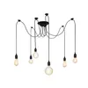 A black spider pendant light with six bulbs hanging from a central fixture. Produktbild-Vorschau