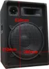 A black speaker box with measurement lines and text indicating dimensions. Produktbild-Vorschau