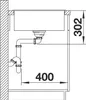 A technical drawing of a sink and its plumbing system, with dimensions indicated. Podgląd zdjęcia produktu