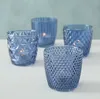 LS-LebenStil 4´er Set Glas Teelichthalter Retro Blau 7cm Produktbild-Vorschau 3