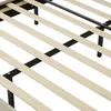 A close-up view of a bed frame with wooden slats and black metal supports. Náhled obrázku produktu