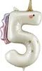 Ballon en aluminium licorne avec le chiffre 5 - 93 cm - Voir les images du produit 1