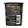The image shows the side of a black instant noodle cup with text and a barcode. Anteprima dell’immagine prodotto
