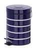 A blue pedal bin with silver stripes, shown against a white background. Produktbild-Vorschau