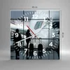 Wanduhr - Quadrat - Glasuhr - Flugzeug Flughafen Passagiere Produktbild-Vorschau 3