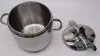 A stainless steel pot and its lid are displayed on a white background. Podgląd zdjęcia produktu