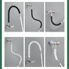 A collage of six images showing different flexible faucet extension hoses attached to faucets on a gray wall. Náhľad obrázku produktu