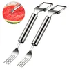 2-in-1 Edelstahl Obstschneider, Wassermelonen-Gabel und Produktbild-Vorschau 1