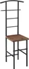 A freestanding valet stand with a wooden seat and metal frame. Anteprima dell’immagine prodotto