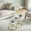 FORTENA Couchtisch Set 2tlg Rund, Marmor Look, mit goldenem Produktbild-Vorschau 12