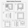Diagrams illustrating the installation steps for a digital heating thermostat. Anteprima dell’immagine prodotto