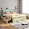 Lit double UnboxG 140 x 190 cm beige en tissu avec 4 Voir les images du produit 11