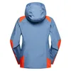 Rückansicht der La Sportiva Crossridge Evo Shell Jacke für Damen in hellblau mit orangefarbenen Akzenten. Produktbild-Vorschau