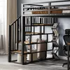 A loft bed with stairs and storage shelves in a room setting. Anteprima dell’immagine prodotto
