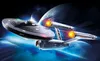 A stylized illustration of the Starship Enterprise from Star Trek in space, with planets in the background. Podgląd zdjęcia produktu