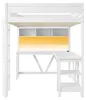 Cama alta de 90 x 200 cm con escritorio, luces LED de 7 Vista previa de la imagen del producto 20
