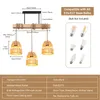 Holz Pendelleuchte 3-flammig Rattan, Boho Hängelampe für Produktbild-Vorschau 3