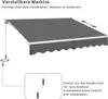 An illustration showing a retractable awning and its manual crank mechanism. Produktbild-Vorschau