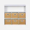 A white shelving unit with six woven baskets. Anteprima dell’immagine prodotto