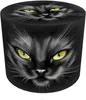 A black pouffe with a printed image of a black cat's face. Produktbild-Vorschau