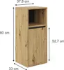 A product shot of a tall, narrow cabinet with a wood-grain finish and a black interior section. Náhled obrázku produktu