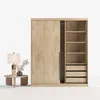 Kleiderschrank Eiche Craft mit Schubladen Schiebetüren 180 Produktbild-Vorschau 4