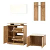 A set of hallway furniture including a shoe cabinet, a mirror, a shoe bench, and a wall coat rack, all displayed against a white background. Voir les images du produit
