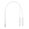A white stereo gaming headset splitter cable is shown against a white background. Produktbild-Vorschau