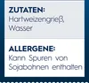 A split image showing ingredients and allergen information for a food product. Produktbild-Vorschau