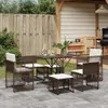 7-tlg. Garten-Essgruppe mit Kissen Braun Poly Rattan Produktbild-Vorschau 2