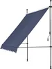 A dark blue awning extended on a metal frame against a white background. Anteprima dell’immagine prodotto