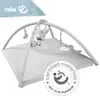 A baby play mat with a play arch and hanging toys. Produktbild-Vorschau