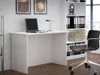 A white desk with a laptop and a black office chair in a modern office setting. Náhľad obrázku produktu