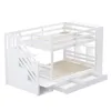 A white bunk bed with stairs and drawers, shown against a white background. Anteprima dell’immagine prodotto