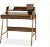 Bureau minimaliste RENO - noyer / or Voir les images du produit 1