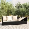 vidaXL Outdoor-Loungebett mit Kissen Grau Poly Rattan Produktbild-Vorschau 9