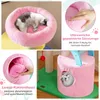 A collage of images showing a cat tree with different features and close-ups. Podgląd zdjęcia produktu