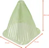 A single green plastic garden cloche is shown from a diagonal angle against a white background. Dimensions are indicated with orange arrows and text. Produktbild-Vorschau