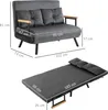 A size chart showing a sofa in its upright and bed configurations with dimensions labeled. Podgląd zdjęcia produktu