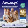 A family and their dog are posing on a bed, with marketing text and logos surrounding them. Náhled obrázku produktu