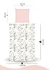 A flat lay of a duvet cover and pillowcase with a floral pattern and dimensions indicated. Produktbild-Vorschau