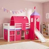 Homestyle4u Hochbett 90x200 mit Rutsche Turm Tunnel Produktbild-Vorschau 1
