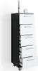 A tall, narrow chest of drawers with a dark gray (anthracite) frame and white drawers, set against a white background. Decorative reeds in a bottle and a small white box are placed on top. Produktbild-Vorschau
