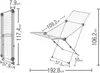 Diagrams showing the dimensions of a clothes drying rack in both folded and open states. Produktbild-Vorschau