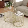 Couchtisch 2er Set rund Glas & Metall, Satztisch Produktbild-Vorschau 9