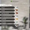 A graphic displaying different types of PVC wall panels offered by STM DEKOR, with text descriptions and small sample images for each type. Produktbild-Vorschau